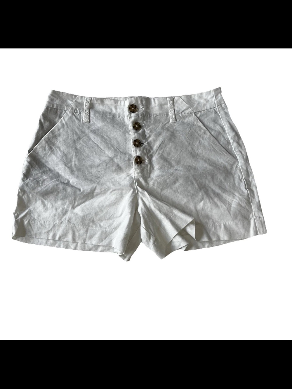 Level 99 Linen Blend Women’s Shorts 29 White Summer Resort Vacation Button Fly